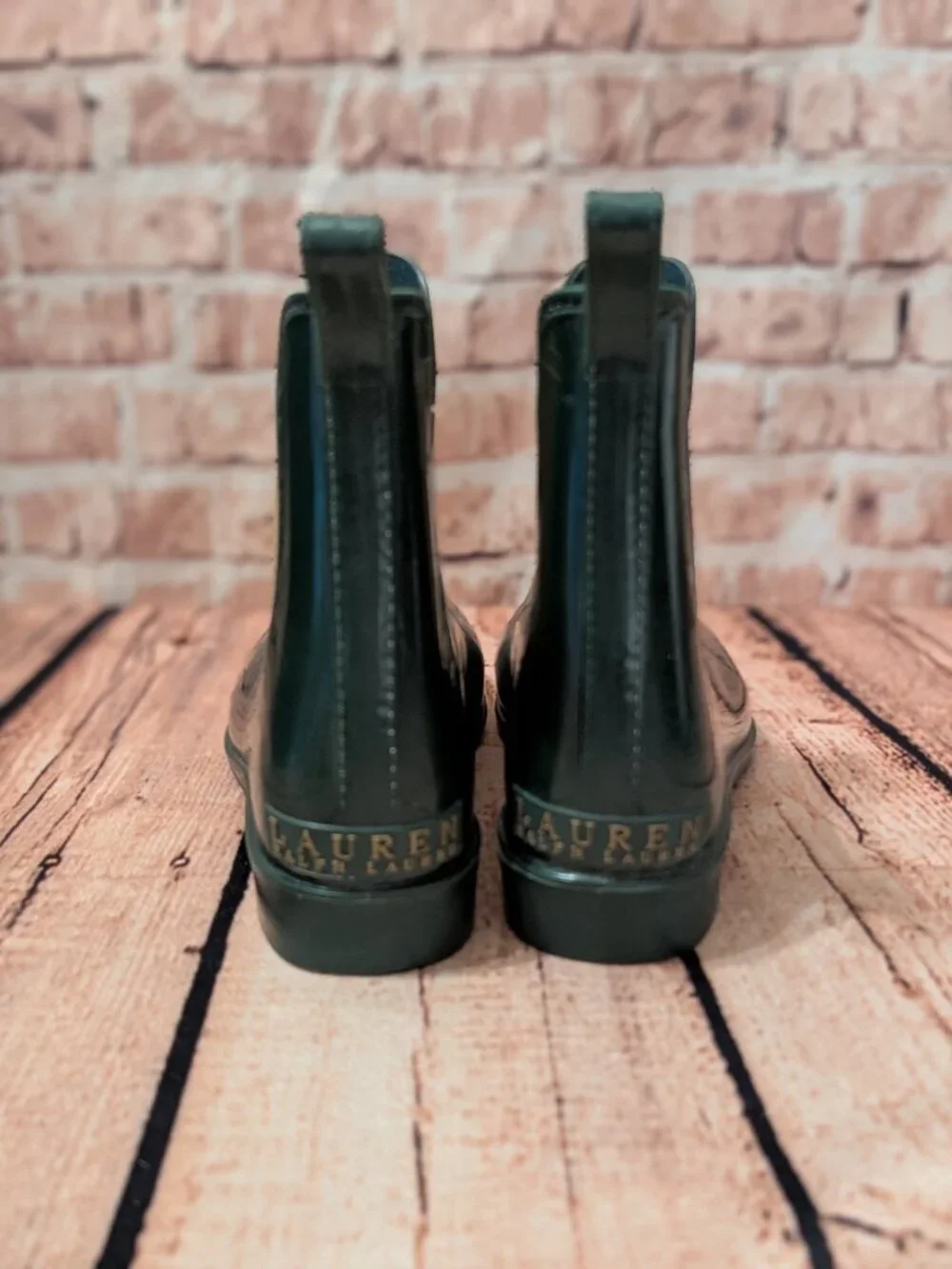 Lauren Ralph Lauren Tally Hunter Green Chelsea Rain Boots Size 6B